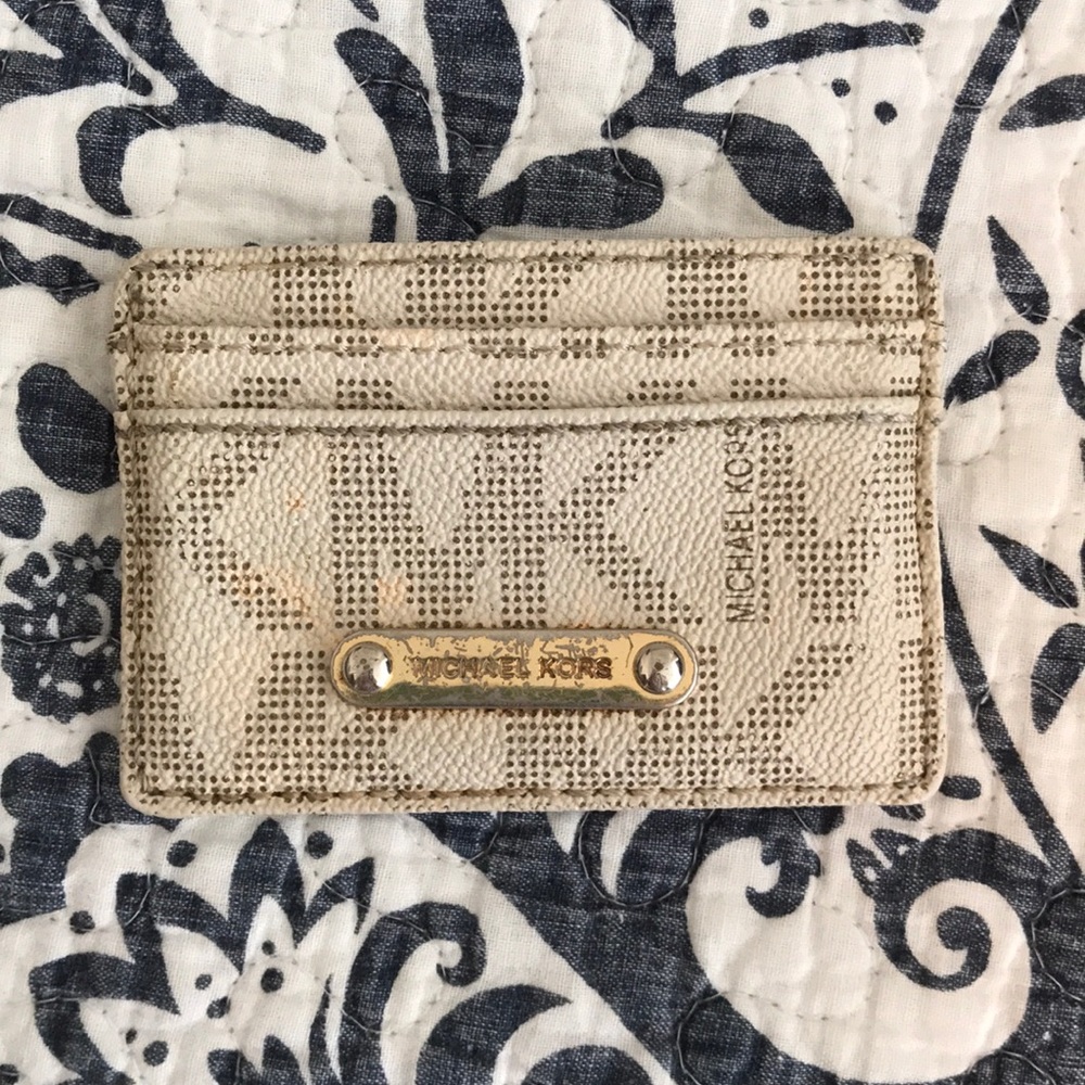 Michael Kors white MK cardholder